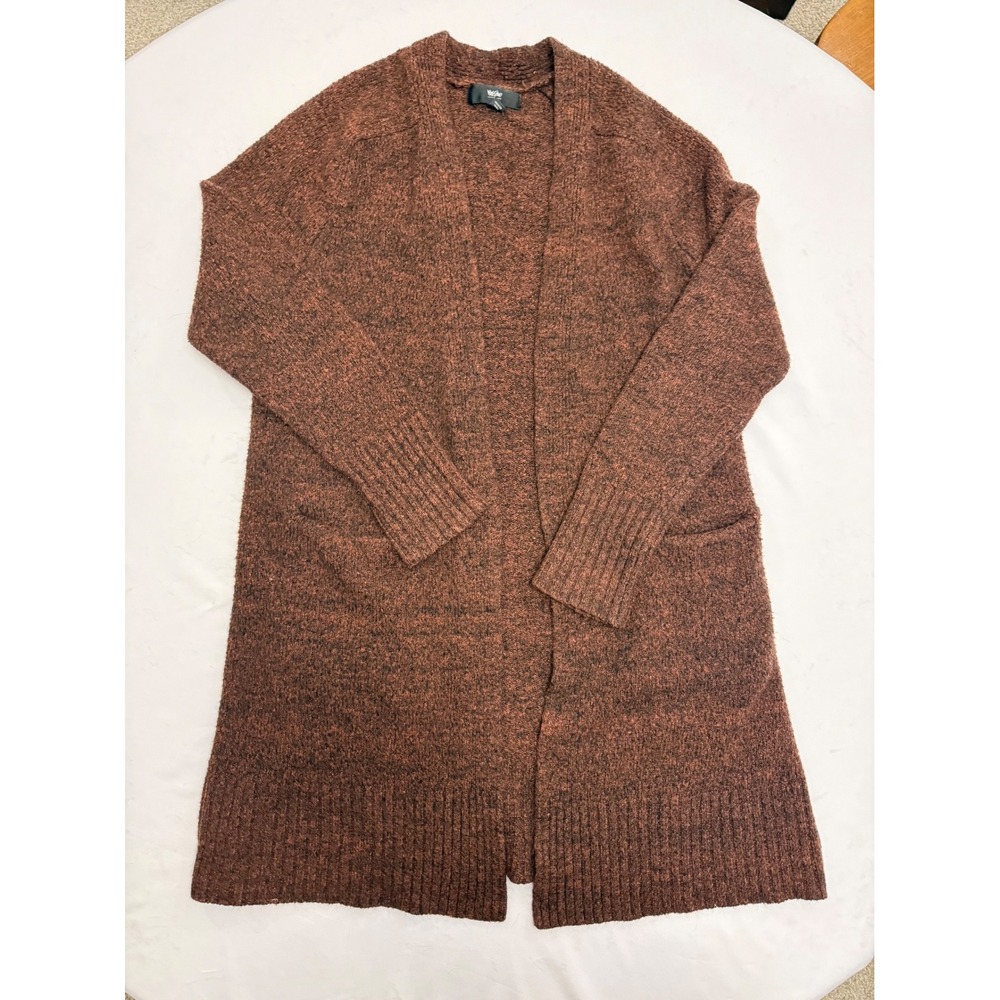 Mossimo Brown Marled Open Front Longline Cardigan Wool Blend Sweater XS